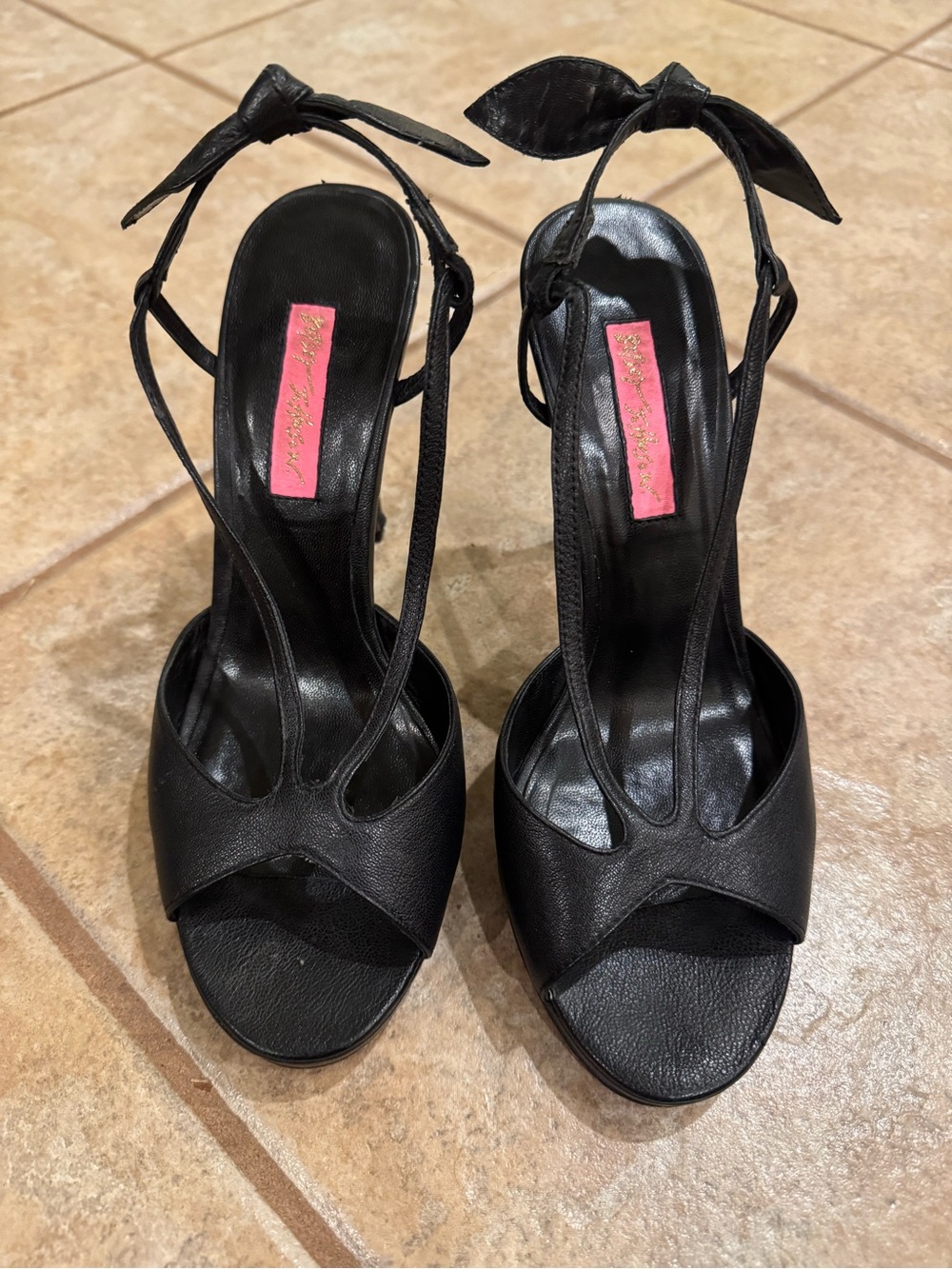 Betsey Johnson Black Strappy Women's Heels with Bow
